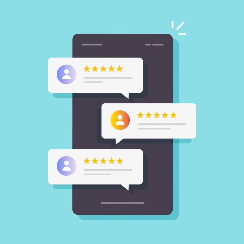 graphic of reviews from a phone - Cut-Rite Carpets & Design Center in Scarsdale, NY